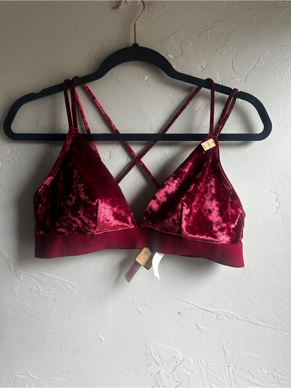 Victoria’s Secret PINK Red Velvet Strappy Bralette Y2K Coquette‎ NWT Festival L